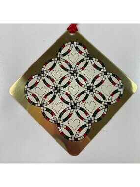 Country Charm 1990 Series Double Wedding Ring  3" Metal Quilt Block Ornament